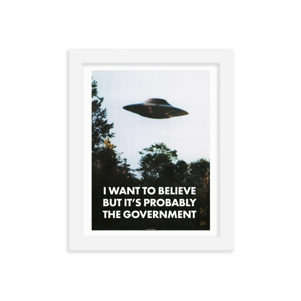 I Want To Believe But It's Probably the Government Framed poster