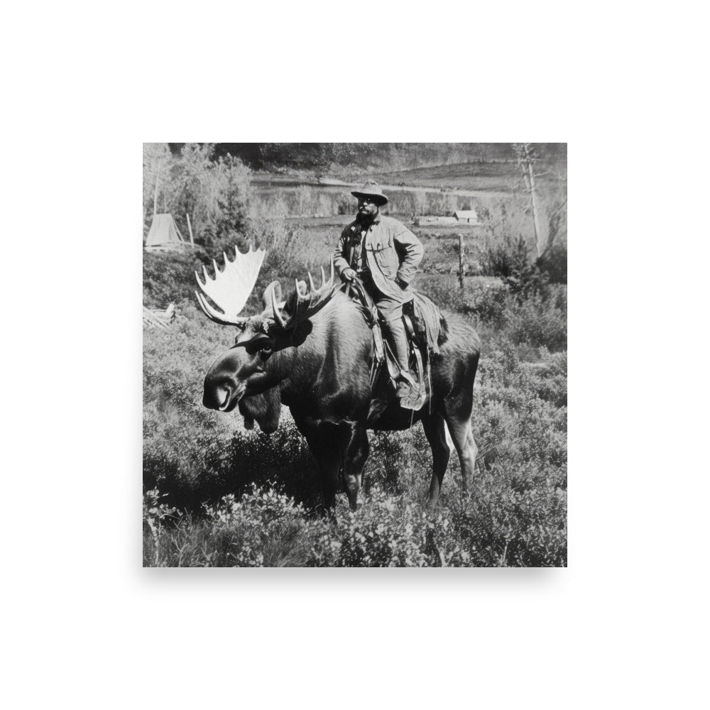 Teddy Roosevelt on a Bull Moose Print