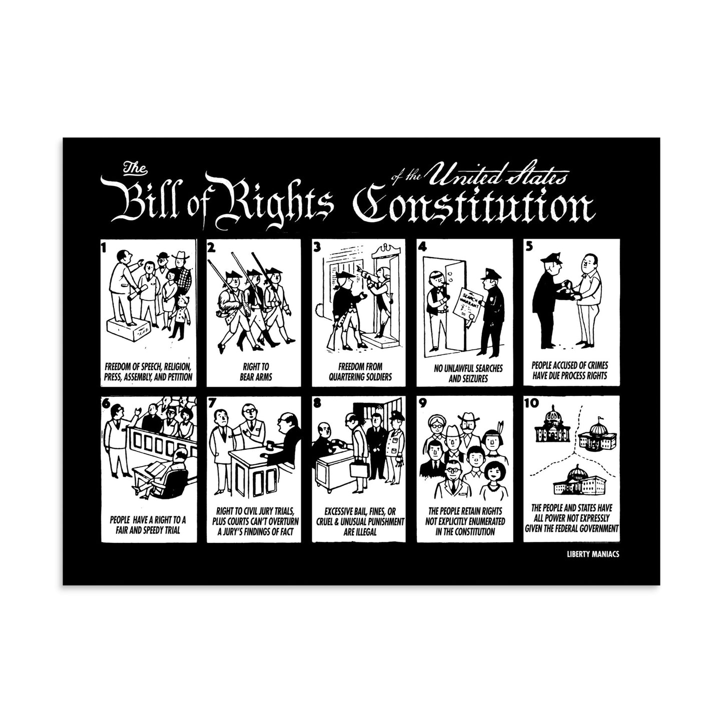 Illustrated Bill of Rights Poster