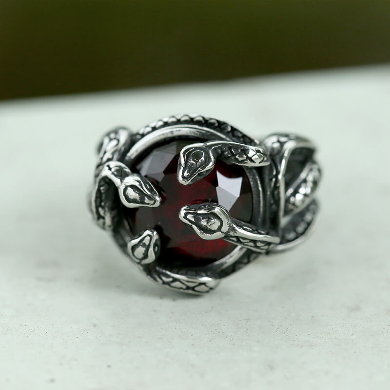Entwine Snakes Stainless Steel Zircon Ring
