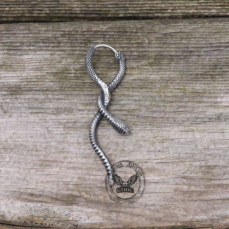 Entwined Snake Stainless Steel Hoop Earrings