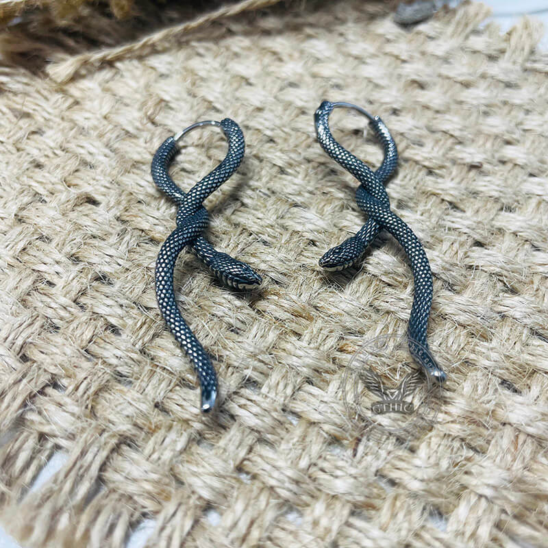 Entwined Snake Stainless Steel Hoop Earrings