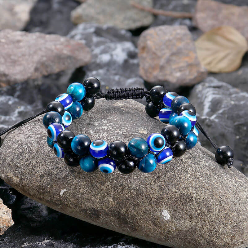 Evil Eye Tiger Eye Stone Beaded Bracelet