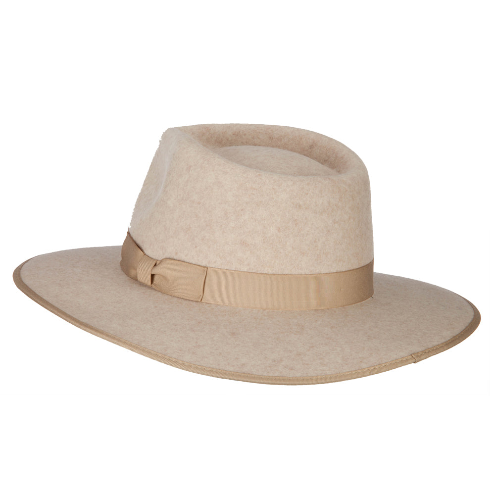 Women's Wool Felt Bow Ribbon Band Trim Avocado Fedora Hat