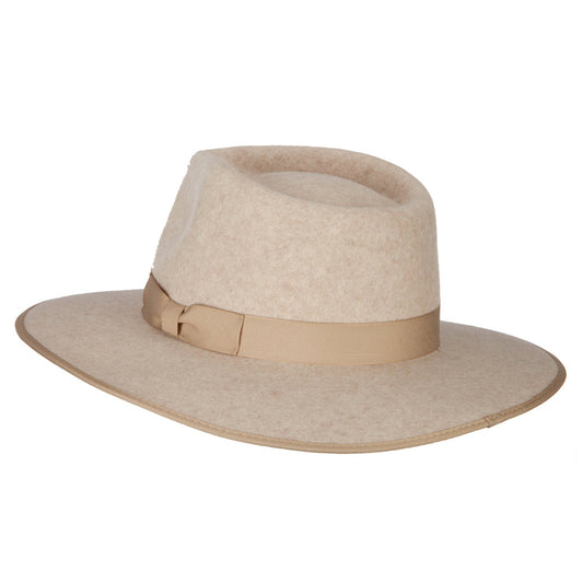 Women's Wool Felt Bow Ribbon Band Trim Avocado Fedora Hat