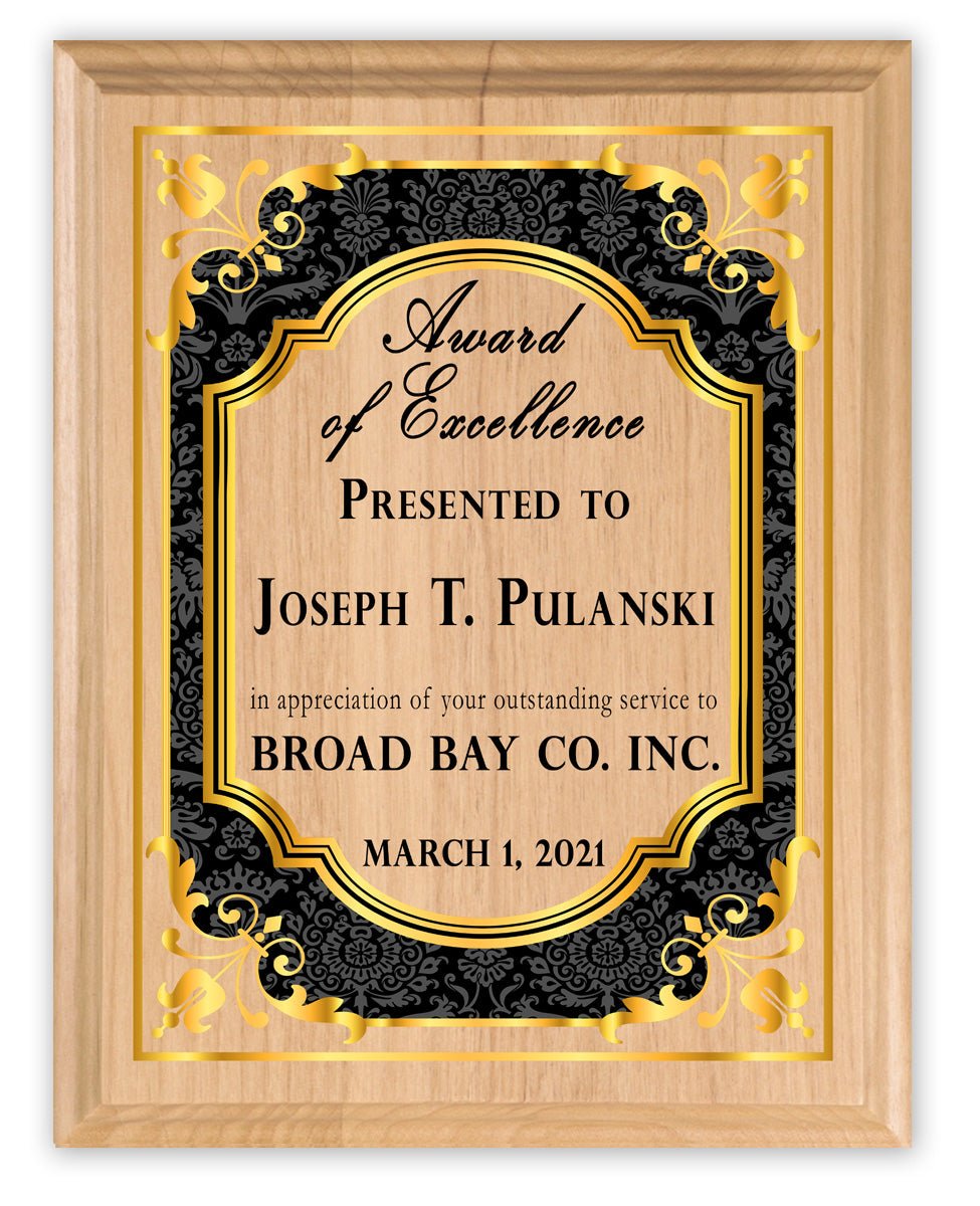 Personalized Award of Excellence Plaque – Custom Appreciation Gift