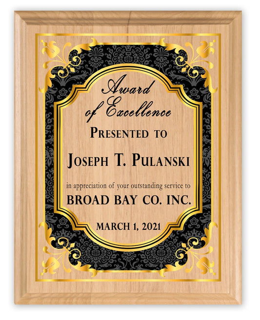 Personalized Award of Excellence Plaque – Custom Appreciation Gift