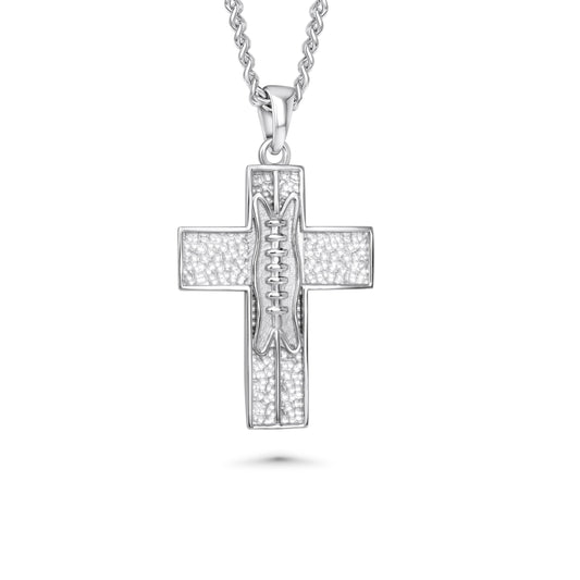 Pigskin Football Cross Necklace