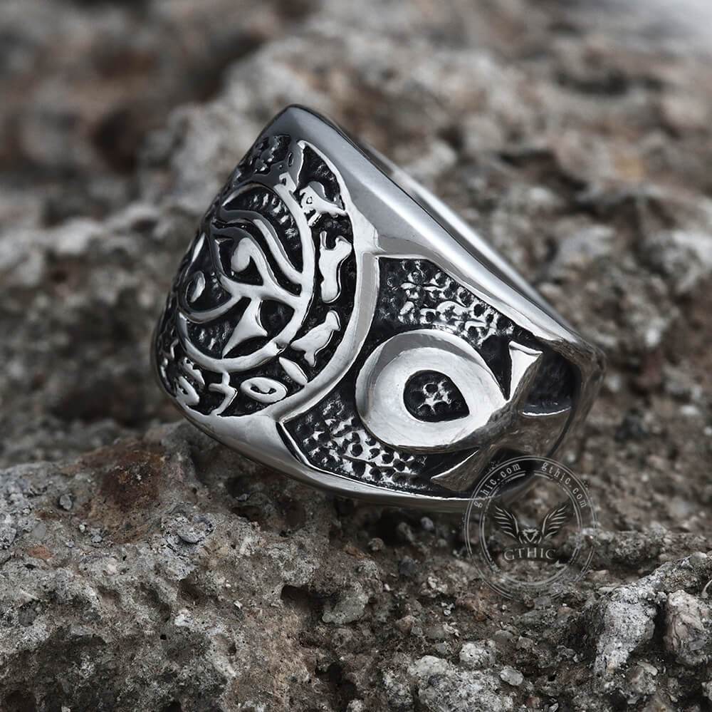 Eye of Ra Ankh Cross Stainless Steel Egypt Ring