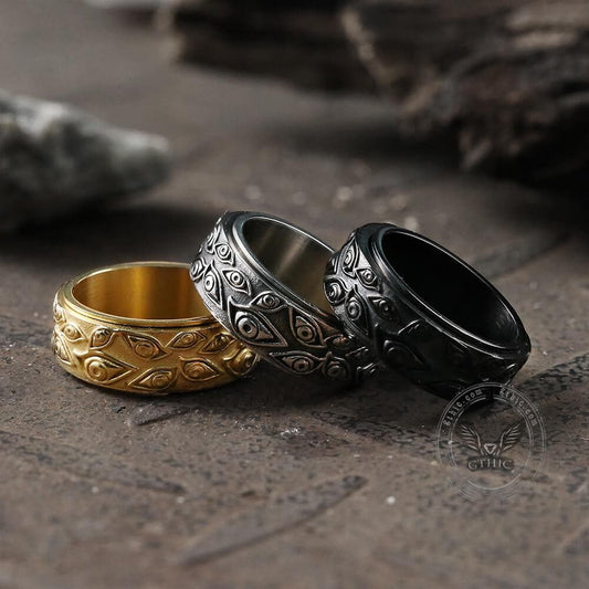 Evil Eye Stainless Steel Spinner Ring