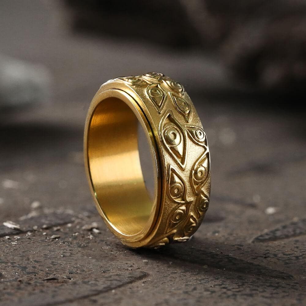 Evil Eye Stainless Steel Spinner Ring