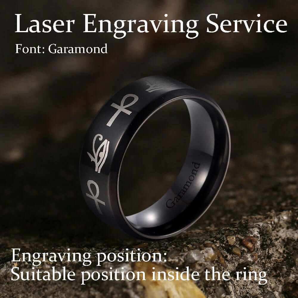 Eye of Ra Ankh Egyptian Symbols Stainless Steel Ring