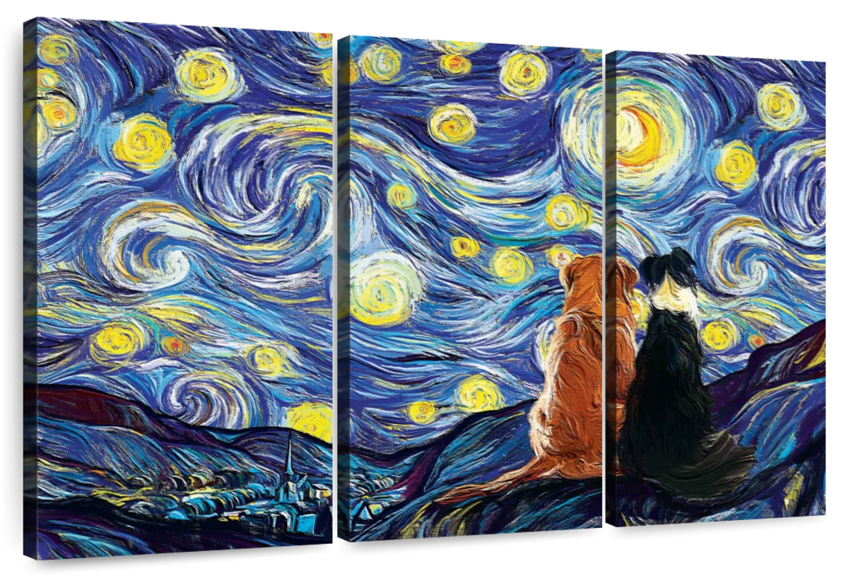 Dogs Journey Starry Night Wall Art