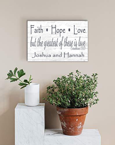 Faith Hope Love Wedding Gift Sign 1 Corinthians 13 But The Greatest of These is Love Bible Verse Sign