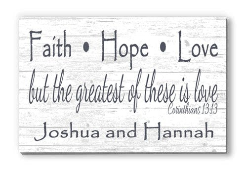 Faith Hope Love Wedding Gift Sign 1 Corinthians 13 But The Greatest of These is Love Bible Verse Sign