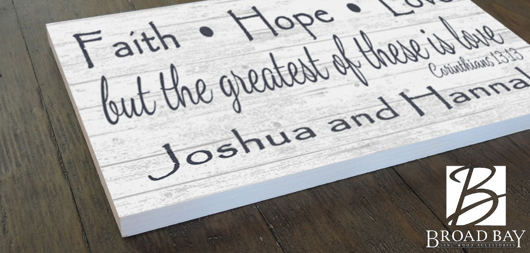 Faith Hope Love Wedding Gift Sign 1 Corinthians 13 But The Greatest of These is Love Bible Verse Sign