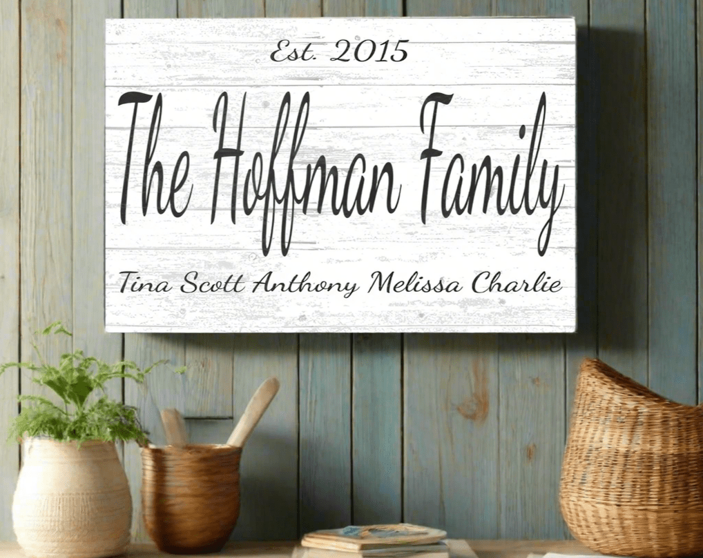 Family Established Sign Personalized with Names and Est Date