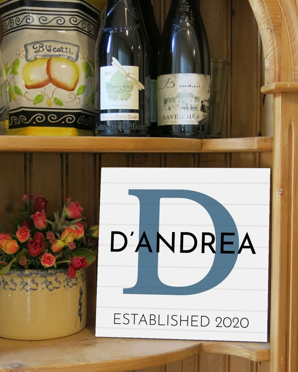 Family Monogram Sign Personalized Name Established Date - 10.5" x 10.5"