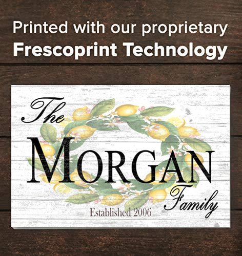 Family Name & Established Date Sign - Lemon Theme Solid Wood