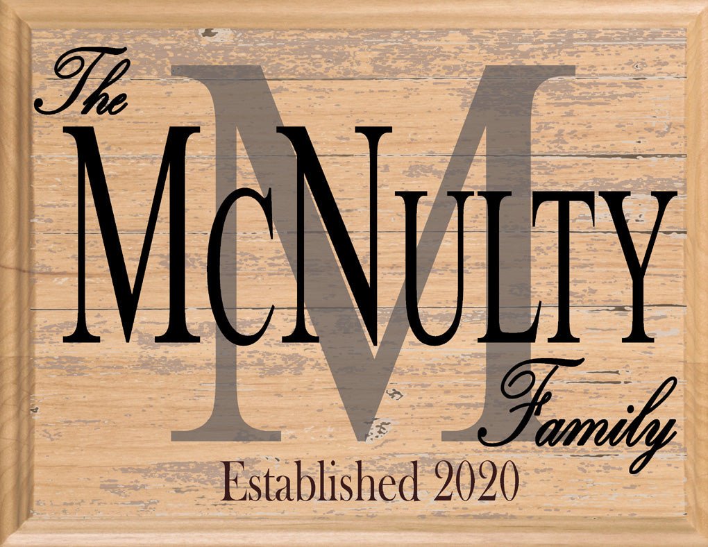 Family Name Established Date Sign Monogram With Est. Date