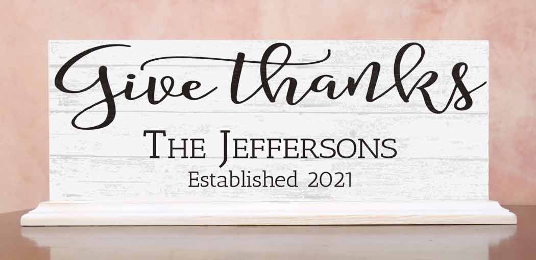 Family Name Established Sign GIVE THANKS Inspirational Home Decor