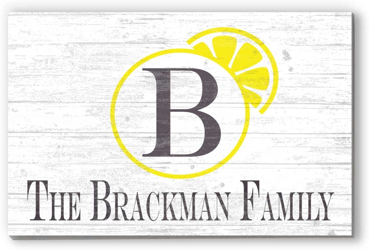 Family Name Sign Lemon Kitchen Decor Farmhouse Style Wall Art