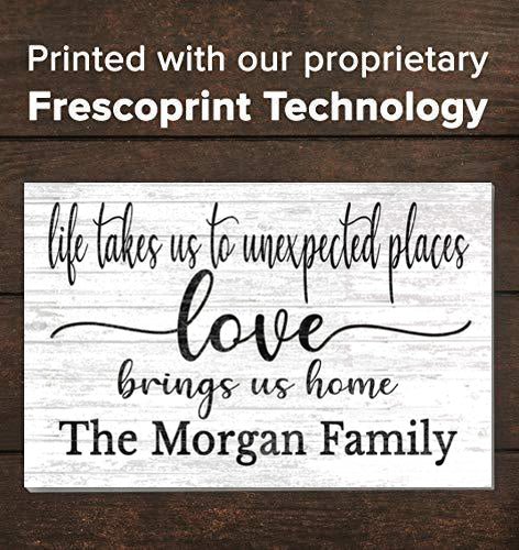 Family Name Sign Love Brings Us Home Personalized Farmhouse Decor
