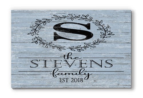 Family Name Sign Monogram & Est. Wooden Housewarming or Wedding Gift