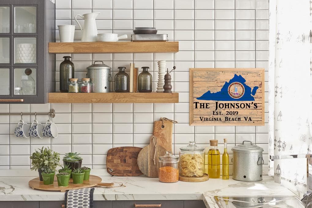 Family Name Sign Virginia Personalized Gift for Wedding or New Home