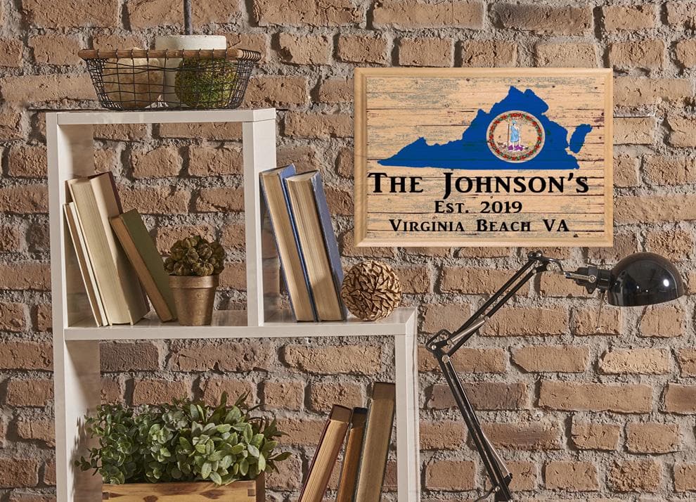 Family Name Sign Virginia Personalized Gift for Wedding or New Home