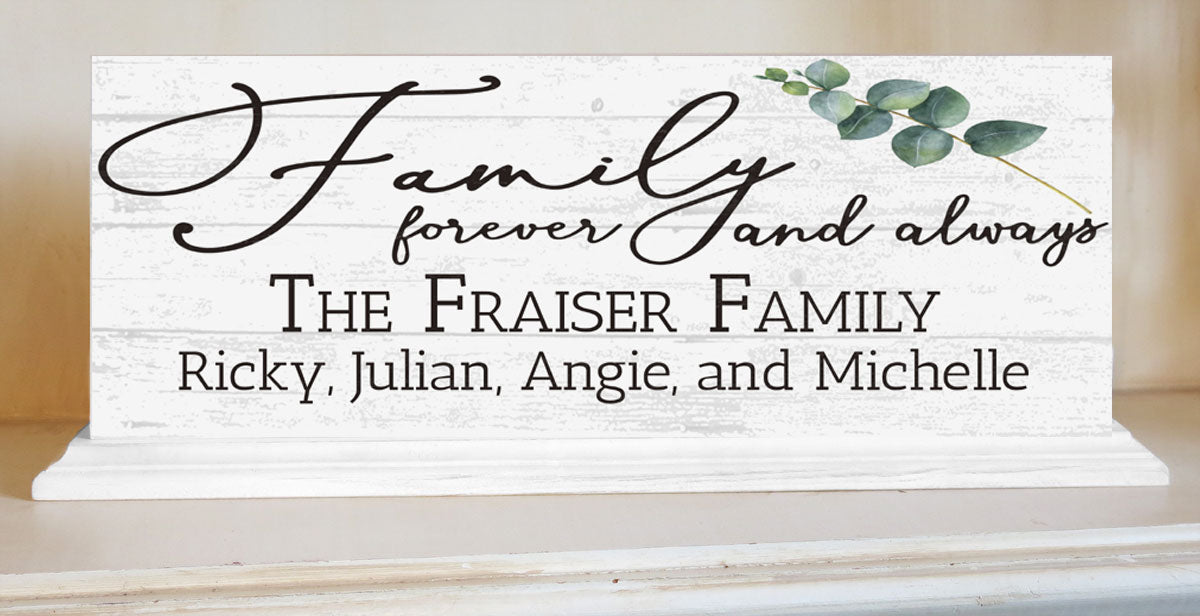 Family Name Sign With Names FAMILY FOREVER & ALWAYS
