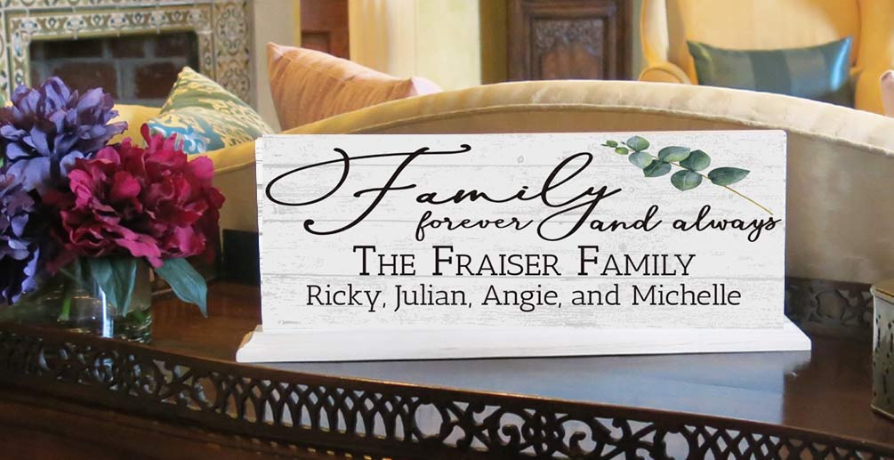 Family Name Sign With Names FAMILY FOREVER & ALWAYS