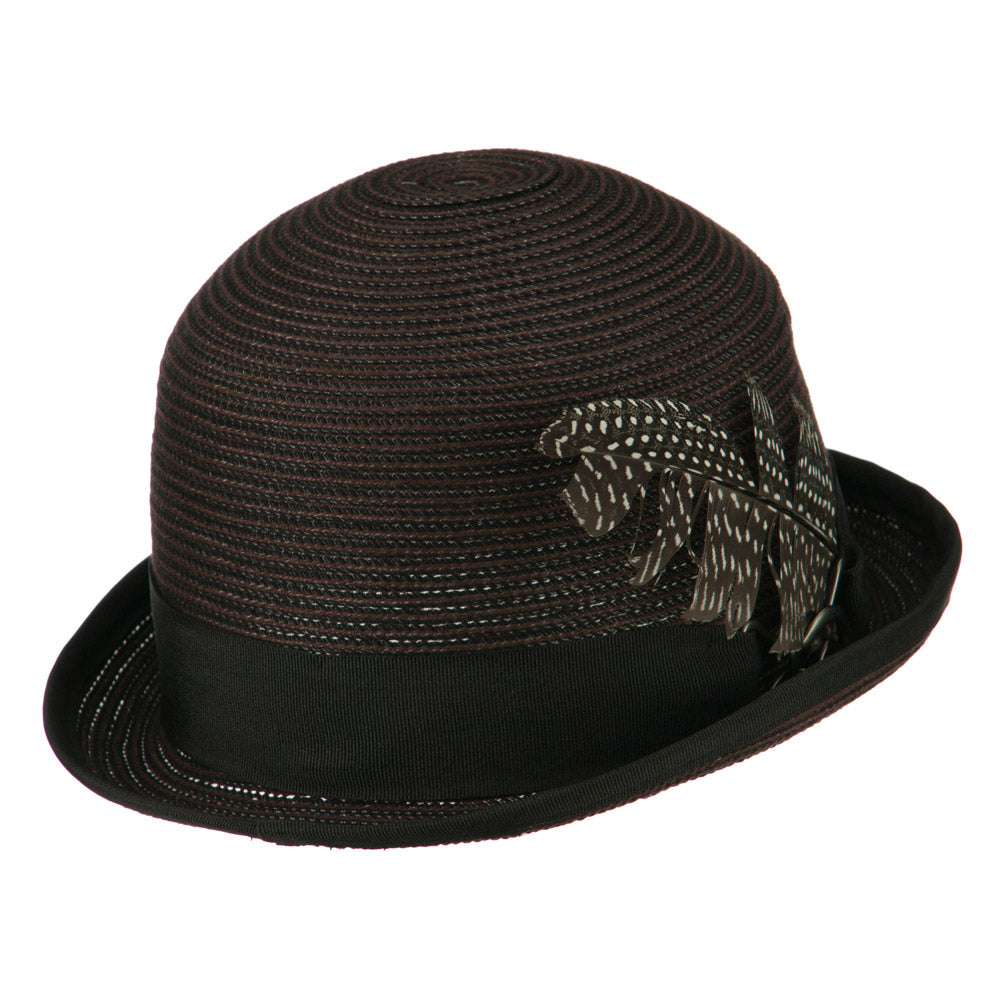 Women's Feather Bowler Fedora