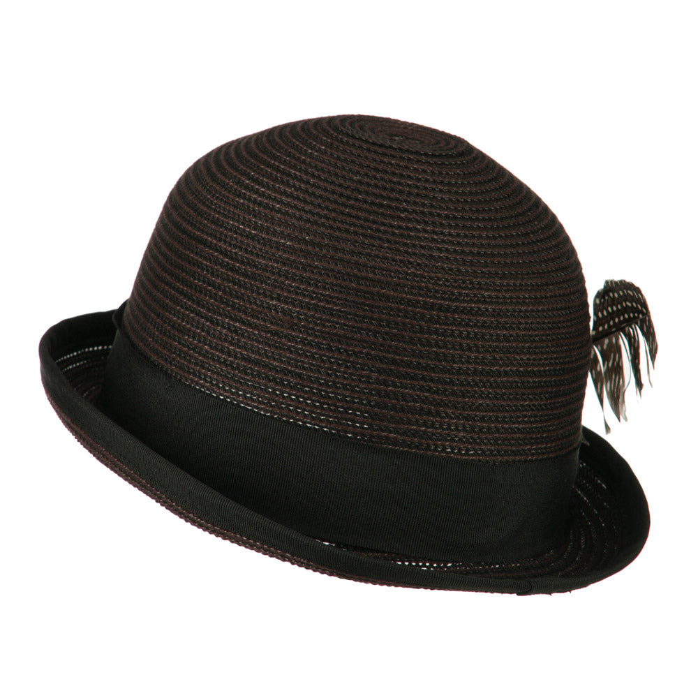 Women's Feather Bowler Fedora