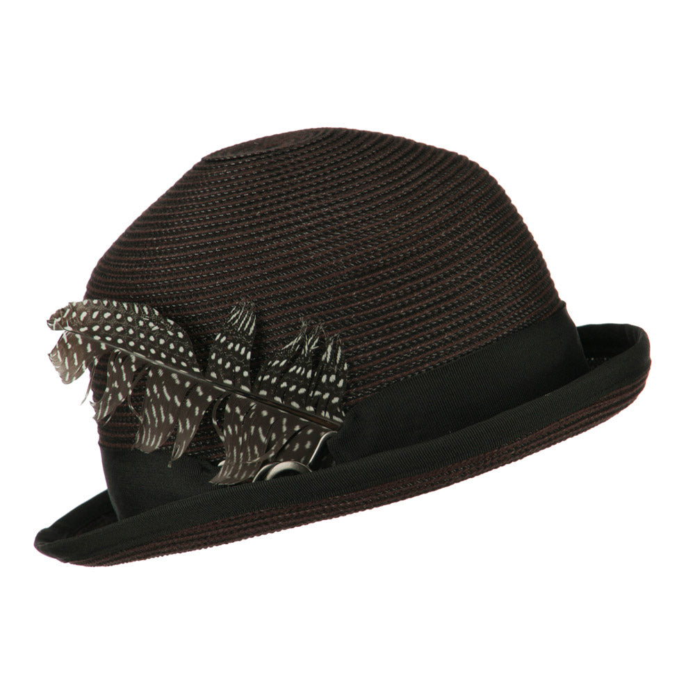 Women's Feather Bowler Fedora