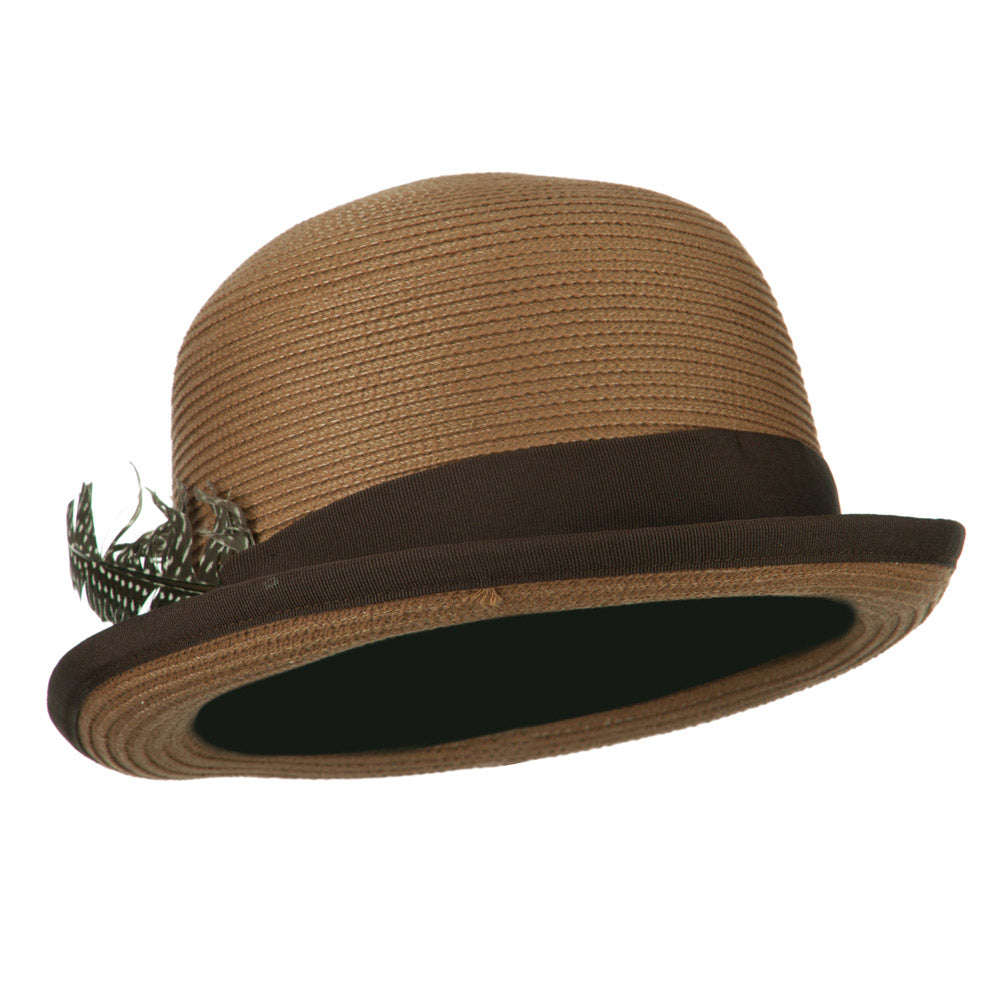 Women's Feather Bowler Fedora