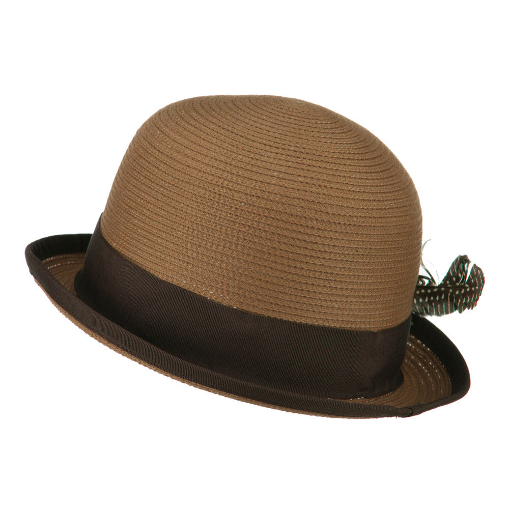 Women's Feather Bowler Fedora