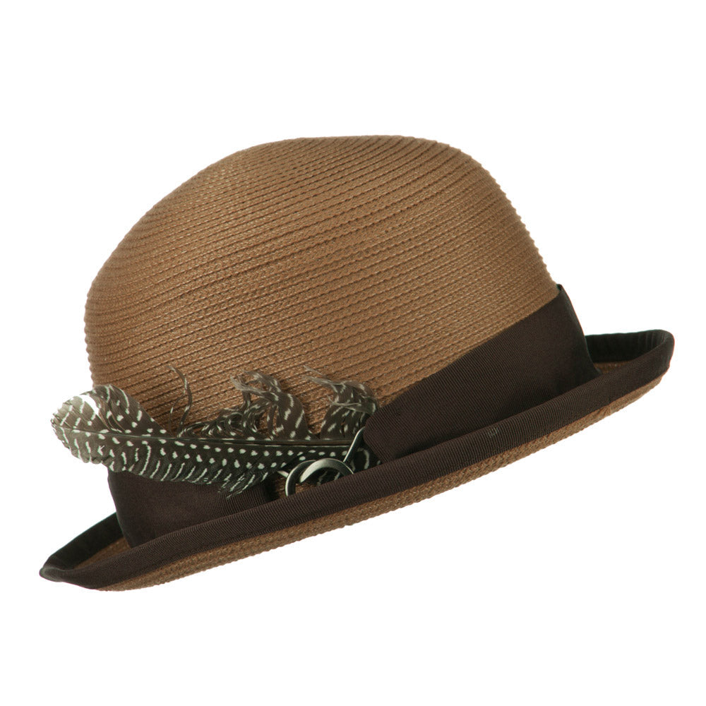 Women's Feather Bowler Fedora