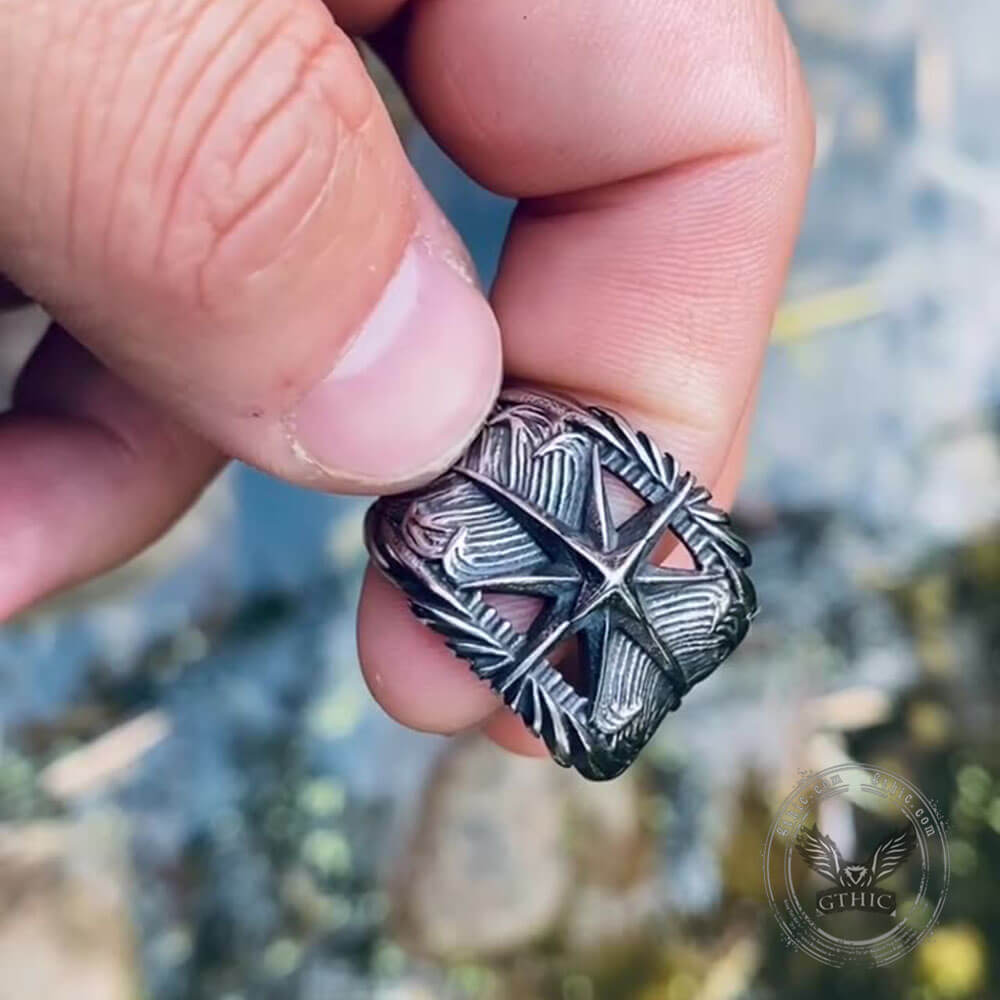 Feather Star Stainless Steel Ring