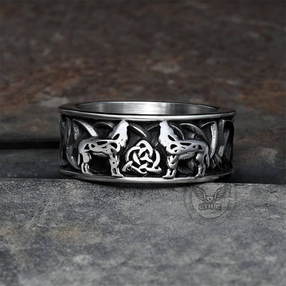 Fenris-wolf Stainless Steel Viking Ring