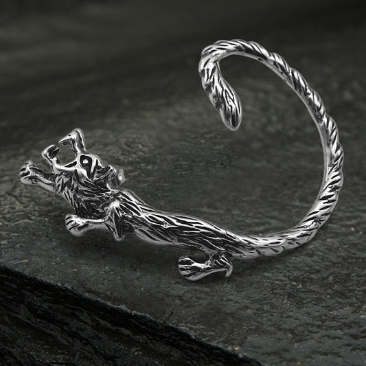 Ferocious Wolf Stainless Steel Stud Earrings