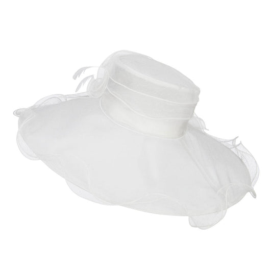 Floral Organza Hat with Ruffle Brim