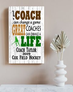 Field Hockey Coach Gift Plaque PERSONALIZED for Great Coaches