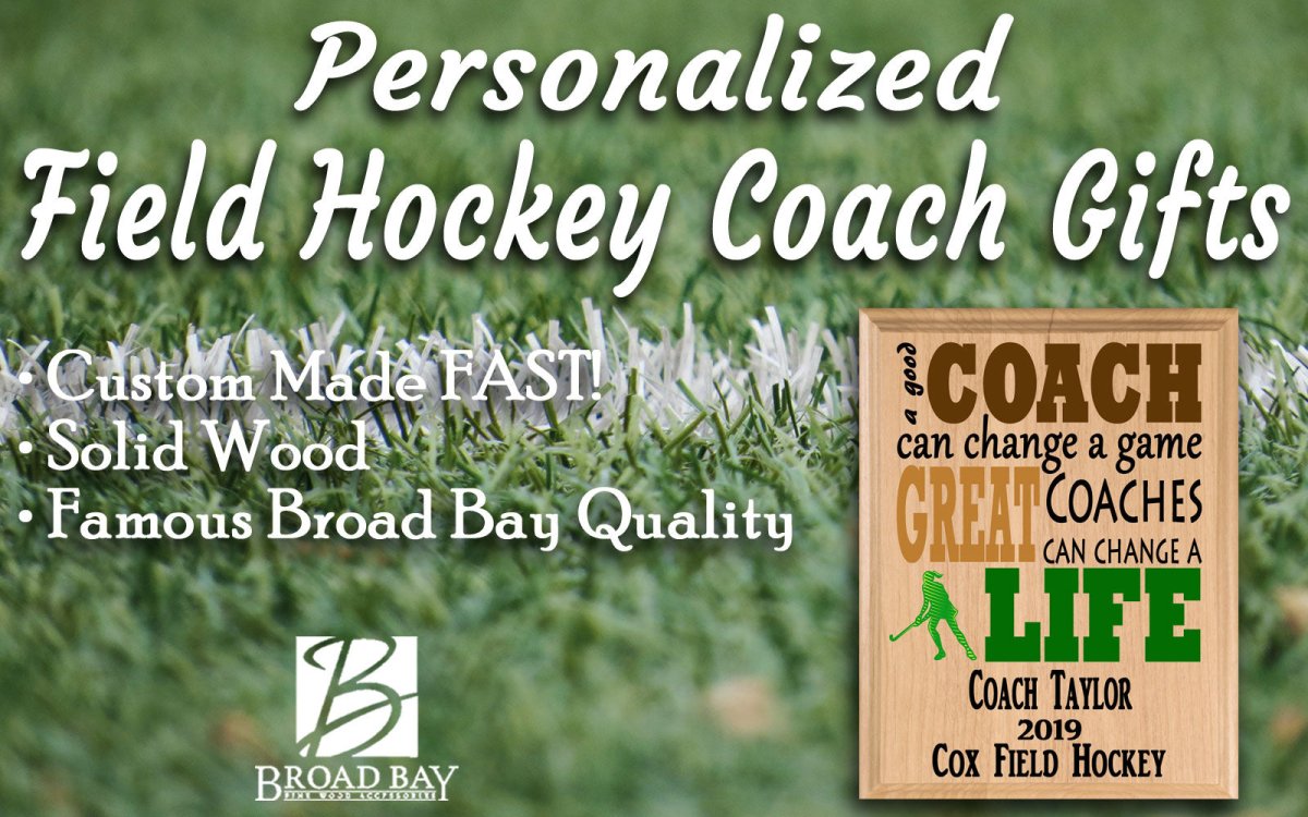 Custom Field Hockey Coach Gift – Personalized Wood Plaque with Name & Year – “Great Coaches Change Lives” – Solid Wood – USA Made – 11x8.5