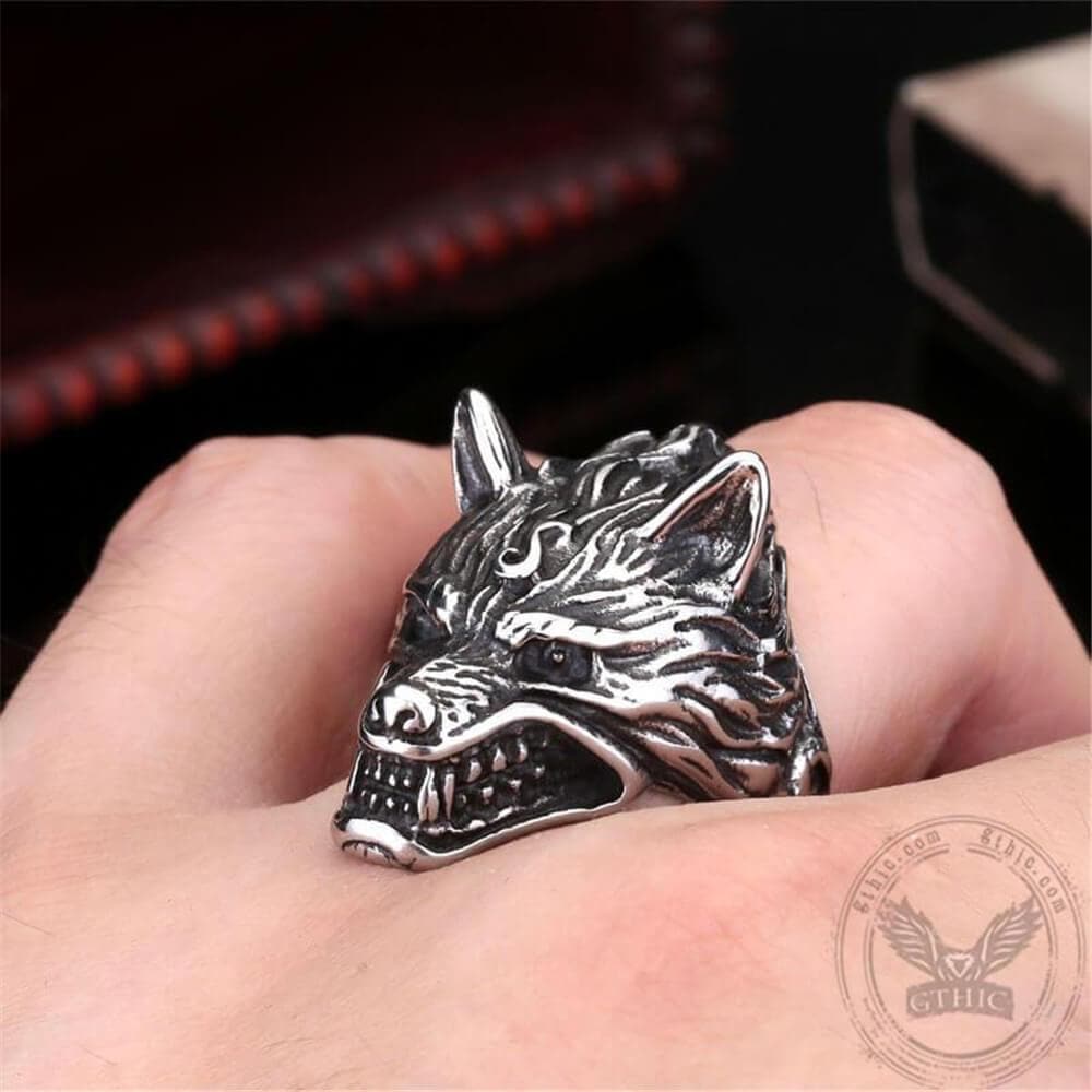 Fierce Wolf Stainless Steel Animal Ring