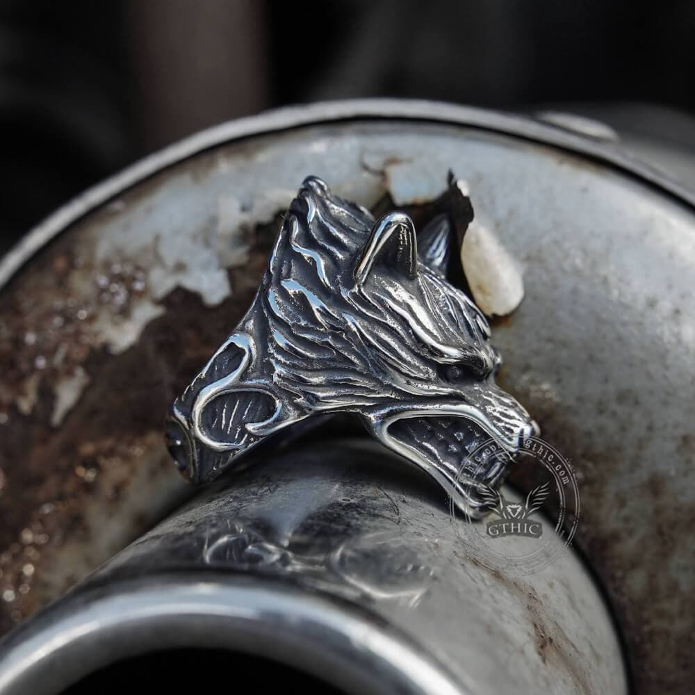 Fierce Wolf Stainless Steel Animal Ring