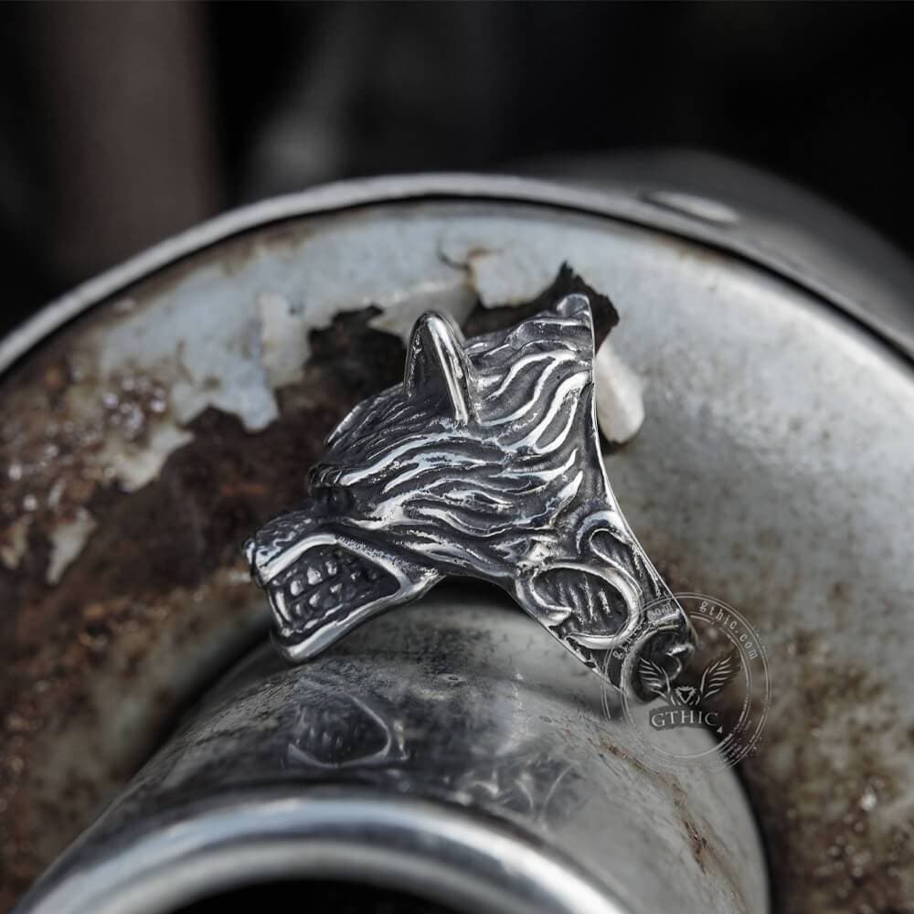 Fierce Wolf Stainless Steel Animal Ring