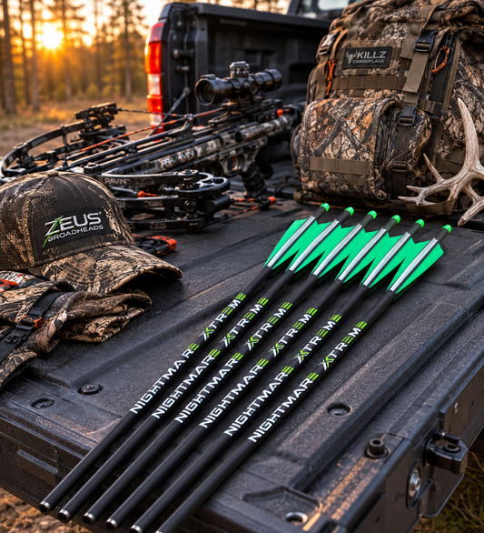 NIGHTMARE XTREME Crossbow Bolts Carbon Half Moon Nocks 6Pcs 20"
