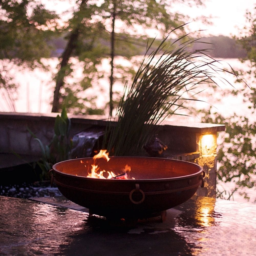 Fire Pit Art Emperor 37-Inch Handcrafted Carbon Steel Gas Fire Pit