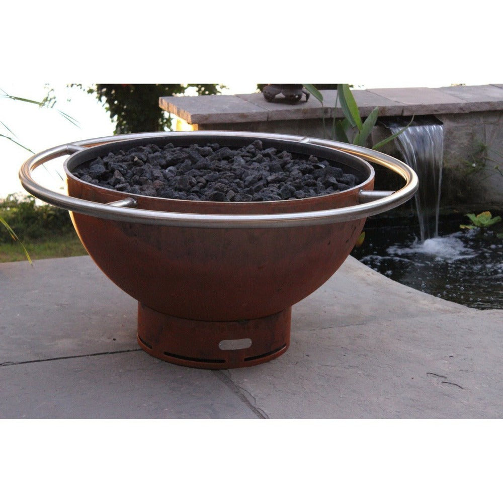 Fire Pit Art Bella Luna 48-Inch Handcrafted Carbon Steel Gas Fire Pit
